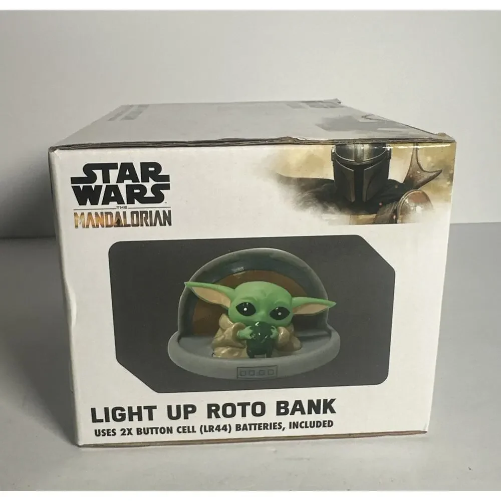 Star Wars The Mandalorian The Child Light Up Up Roto Coin Bank 5 1/2